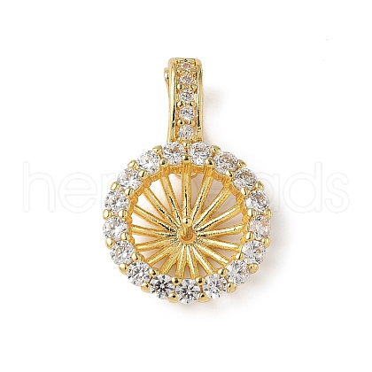 Brass Micro Pave Clear Cubic Zirconia Stud Earring Findings KK-D369-04G-1