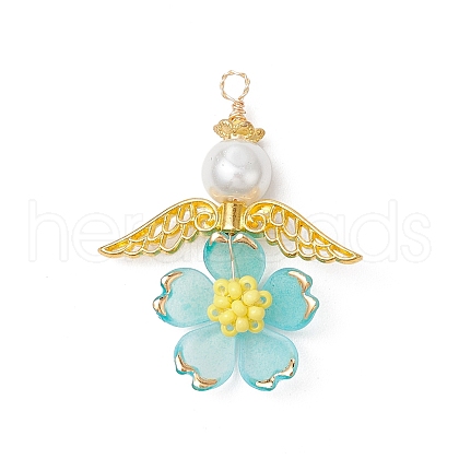 Handmade Glass Seed Beaded Angel Pendants PALLOY-MZ00764-04-1