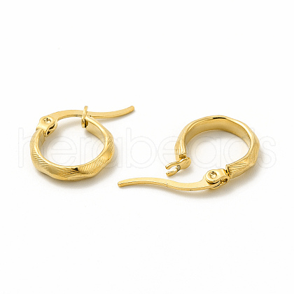 201 Stainless Steel Grooved Hoop Earrings with 304 Stainless Steel Pin for Women EJEW-M214-11D-G-1