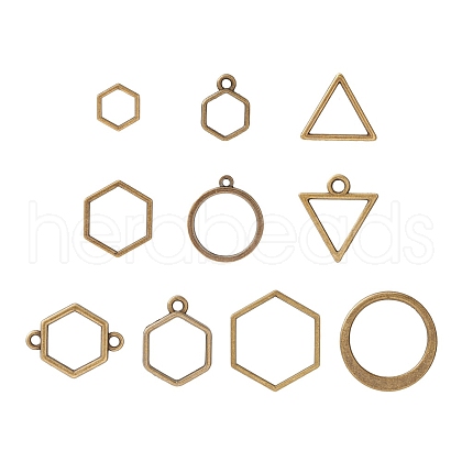 10Pcs Alloy Open Back Bezel Pendants and Links PALLOY-YWC0002-01AB-1