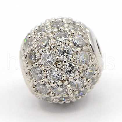 CZ Jewelry Brass Micro Pave Cubic Zirconia Round Beads ZIRC-M024-04P-1