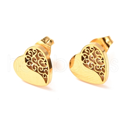Ion Plating(IP) 304 Stainless Steel Stud Earrings EJEW-C001-15G-1