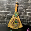 Straw Witch Altar Broom Display Decoration with Raw Natural Tiger Eye Chips WG15595-10-1