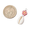 Natural Cowrie Shell & Flower Handmade Polymer Clay & Acrylic Imitation Pearl Pendants PALLOY-JF03817-2
