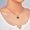 Brass Pave Clear Cubic Zirconia Blue Sun Pendant Nnecklaces MO0901-2