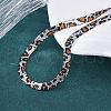 304 Stainless Steel Leopard Print Flat Snake Chain Necklaces for Women NJEW-A044-02B-P-01-3