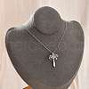 Brass Cubic Zirconia Wing Cross Pendant Necklaces for Women NJEW-C067-07P-03-3