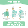 60Pcs 3 Styles Natural Green Aventurine Nuggets Connector Charms PALLOY-HS00001-2