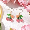 Flower with Cherry 304 Stainless Steel Glass Seed Beads Dangle Earrings EJEW-MZ00419-02-1