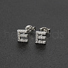 Brass Micro Pave Clear Cubic Zirconia Stud Earrings FS-WGC2F12-05-1