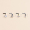 316 Surgical Stainless Steel Crystal Rhinetone Flat Round L-Shaped Nose Rings WGCD50A-02-4
