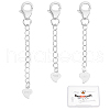 Beebeecraft 3Pcs 3 Style 925 Sterling Silver Extender Chains with Heart Charms STER-BBC0001-05-1
