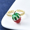 Brass Enamel Open Cuff Rings for Women RJEW-F179-08G-02-4