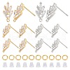 CREATCABIN 6 Pairs 2 Colors Brass Grass Shape Stud Earring Findings KK-CN0001-91-1