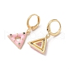 Triangle Real 18K Gold Plated Brass Dangle Leverback Earrings EJEW-L268-030G-01-2