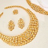 Elegant Vintage Brass & Plastic Flower Bracelets & Earrings & Necklaces & Rings Sets for Women HV3857-3