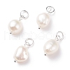Grade B Natural Cultured Freshwater Pearl Charms X-PALLOY-JF01497-03-1