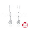 Anti-Tarnish Rhodium Plated 925 Sterling Silver Round Ball Dangle Stud Earrings LV8161-1-1
