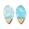 Transparent Resin & Walnut Wood Pendants RESI-T035-27-A02-2