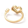 Colorful Cubic Zirconia Heart Open Ring RJEW-P032-32G-3