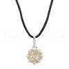 3Pcs 3 Colors Flower Glass Seed Beads & Acrylic Pendant Necklaces NJEW-MZ00044-3