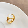 Retro Fashionable 304 Stainless Steel and Shell Finger Rings FS-WG8030D-03-3