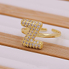 Brass Micro Pave Clear Cubic Zirconia Initial Cuff Rings FS-WGB210B-26-1