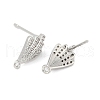 Brass Micro Pave Cubic Zirconia Stud Earring Findings KK-Z094-13P-2