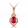 Teardrop 925 Sterling Silver Pave Natural Red Tourmaline Pendant Necklaces for Women FS-WG59C11-01-4