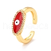 Horse Eye Cubic Zirconia Cuff Ring for Women RJEW-C004-19-RS-4