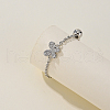 Vintage Minimalist Brass Cubic Zirconia Butterfly Adjustable Chain Women's Ring OU7920-1