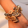 Flat Round Alloy & Natural Coconut & CCB Plastic Beaded Bracelets for Women WG3C418-01-1