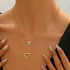 Stainless Steel Inverted Triangle Hollow Pendant Double Layer Necklaces for Women KA5350-4