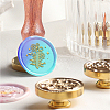 Brass Wax Seal Stamp with Handle AJEW-WH0184-1144-6