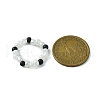 Round Synthetic Turquoise with Glass Seeded Beaded Stretch Rings for Women RJEW-JR00707-02-3