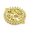 Rack Plating Brass Micro Pave Cubic Zirconia Tree of Life Links KK-B091-45G-2
