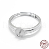 Anti-Tarnish Adjustable Rhodium Plated 925 Sterling Silver Finger Ring Components STER-L055-019P-5