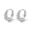 Brass Micro Pave Cubic Zirconia Hoop Earrings EJEW-P259-16P-1