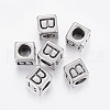 304 Stainless Steel Large Hole Letter European Beads STAS-H428-01AS-B-1