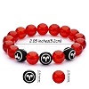 Natural Red Agate Round Beaded Stretch Bracelet BJEW-SW00077-08-7