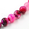 Dyed Natural Striped Agate/Banded Agate Faceted Round Bead Strands G-O038-13-1