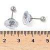 Diamond 304 Stainless Steel Crystal Cubic Zirconia Stud Earrings EJEW-U067-01P-5