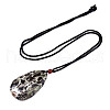 Natural Flower Agate Pendant Necklaces NJEW-S421-021B-2