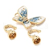 Butterfly Brass Micro Pave Clear Cubic Zirconia Fold Over Clasps KK-U059-44G-2