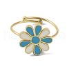 Ion Plating(IP) Flower 304 Stainless Steel Enamel Ring RJEW-A038-18G-05-2