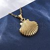 Shell Shape 304 Stainless Steel Pendant Necklaces NJEW-M096-20G-5