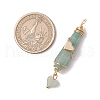 6Pcs 6 Styles Natural Carnelian & Green Aventurine & Rose Quartz & Quartz Crystal & Lapis Lazuli & Amethyst Copper Wire Wrapped Faceted Bullet Heart Pendants PALLOY-JF03482-02-2