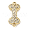 Rack Plating Brass Micro Pave Clear Cubic Zirconia Bone Connector Charms KK-A234-059G-1