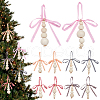30Pcs 10 Styles Wooden Beaded Pendant Decorations HJEW-AB00736-7