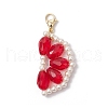 Orange Glass Pearl & Glass Beads Pendant Decorations HJEW-TA00336-02-2